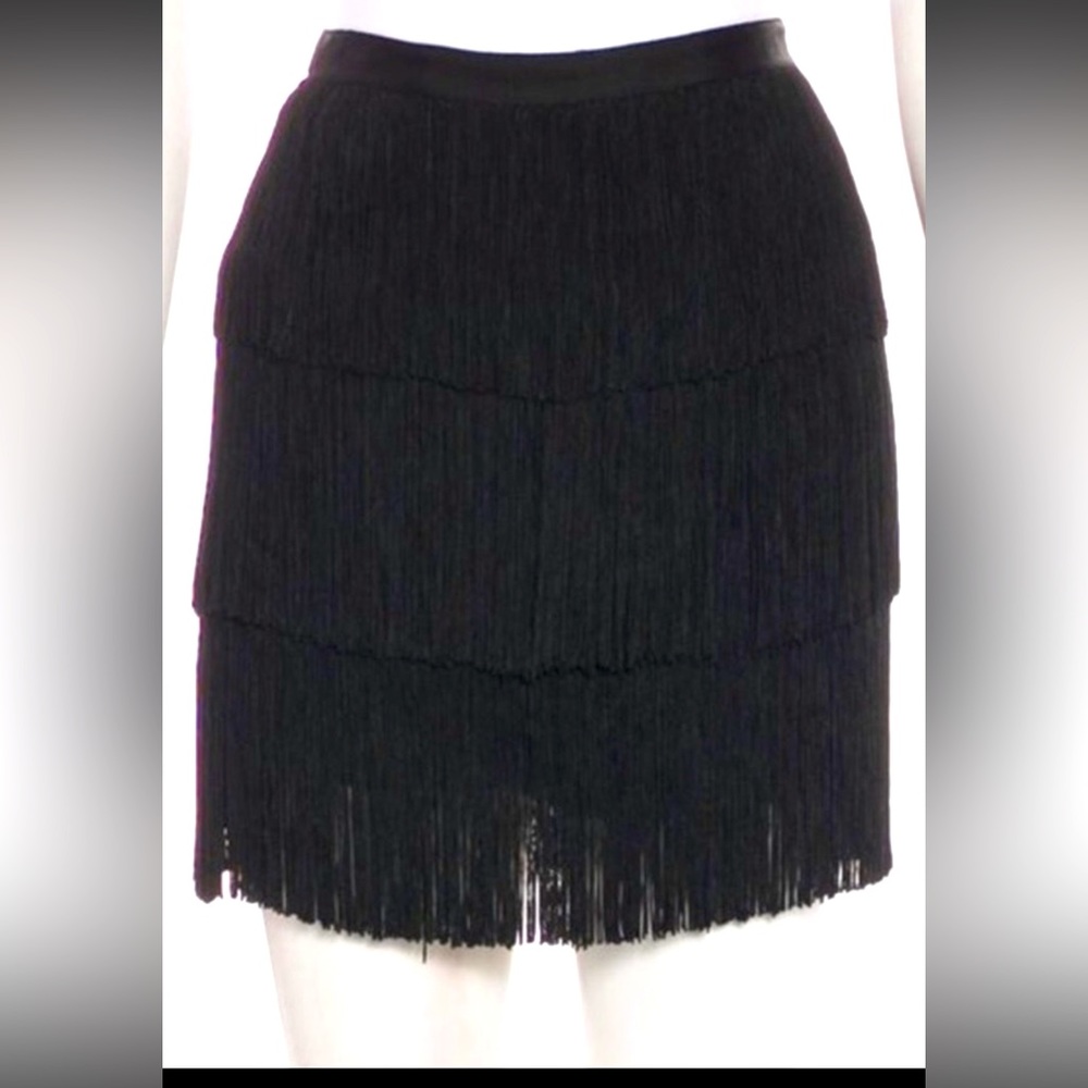 HAUTE HIPPIE SILK FRINGE MINI SKIRT
